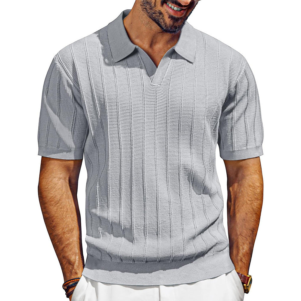 Men's Breathable V-neck Hollow Lapel Knitwear