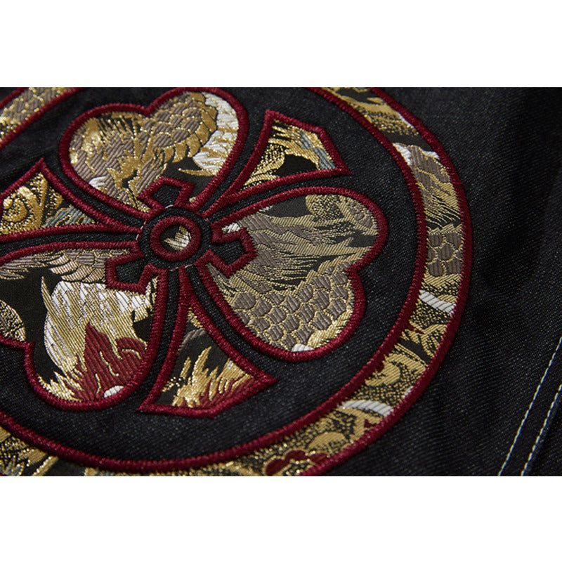 Men's And Women's Plus Velvet Thick Denim Embroidered Cotton Jacket