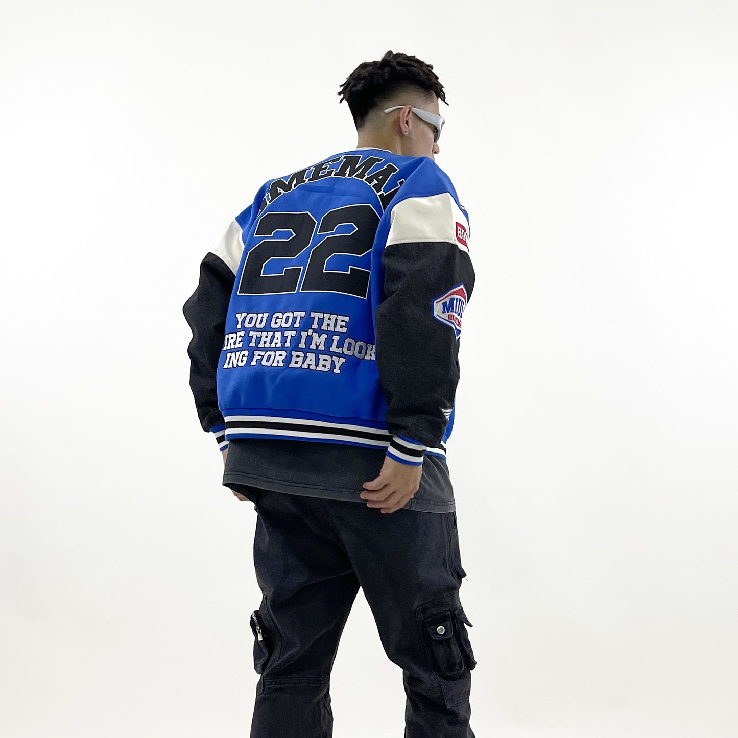 Men's And Women's Denim Sleeve Patchwork Loose Jacket
