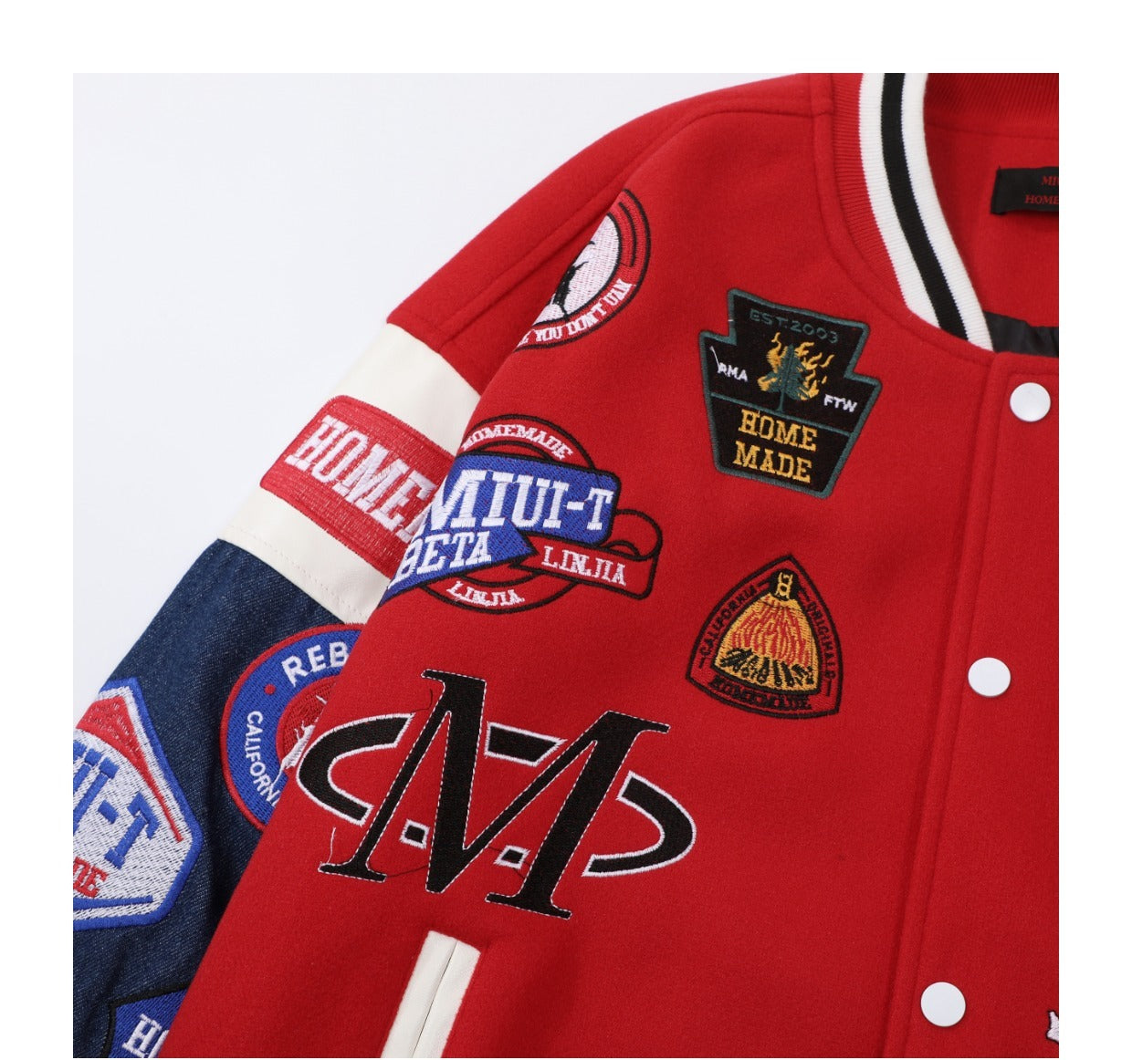 Men's And Women's Denim Sleeve Patchwork Loose Jacket